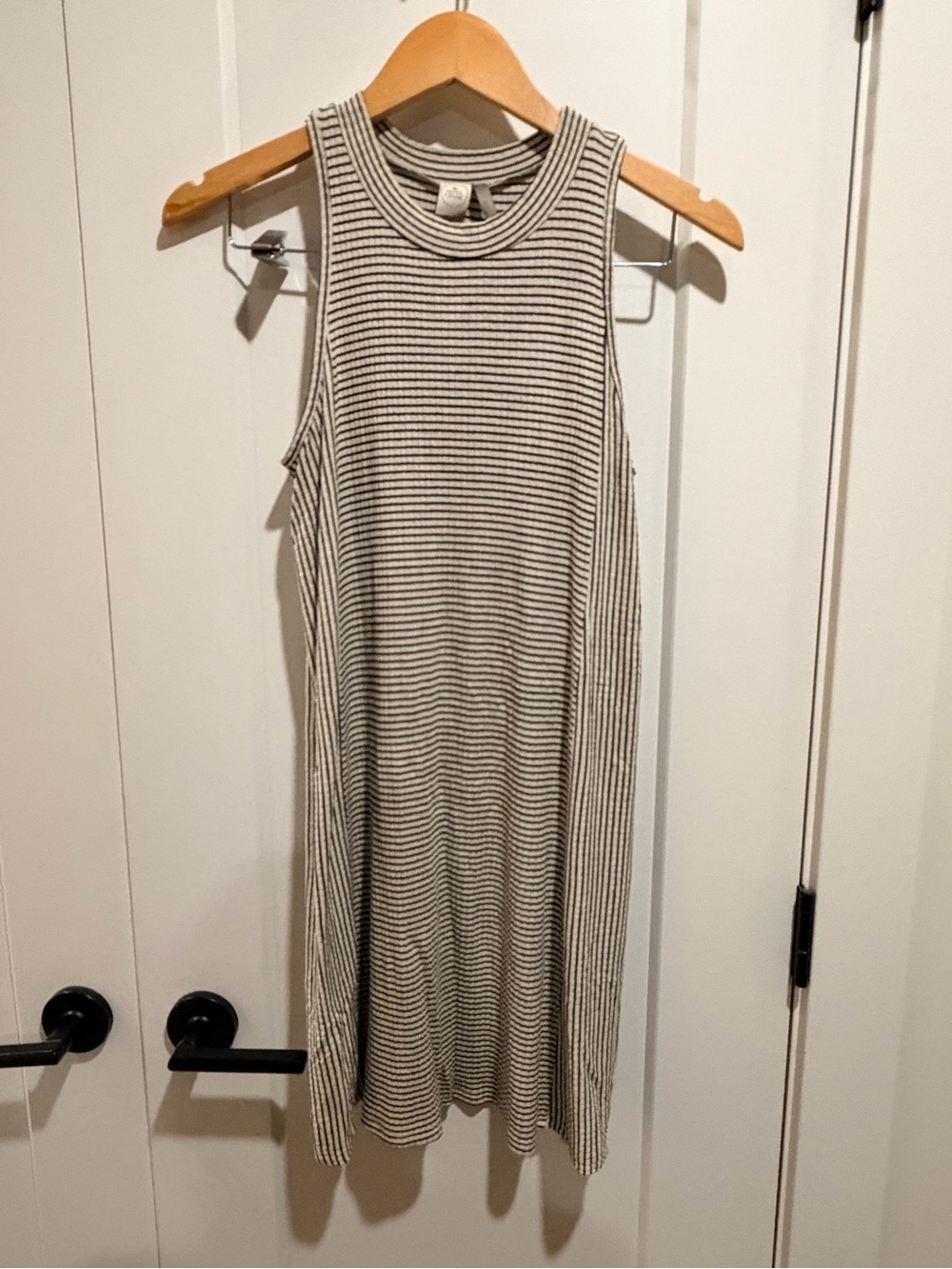 Paper Crane Striped Sleeveless Midi Dress - Black & White